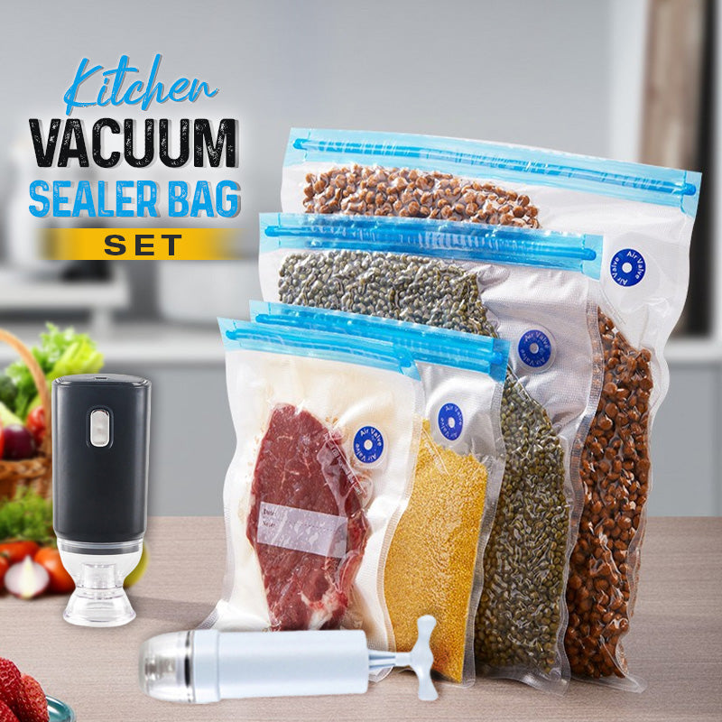 Reusable vacuum food storage bag set