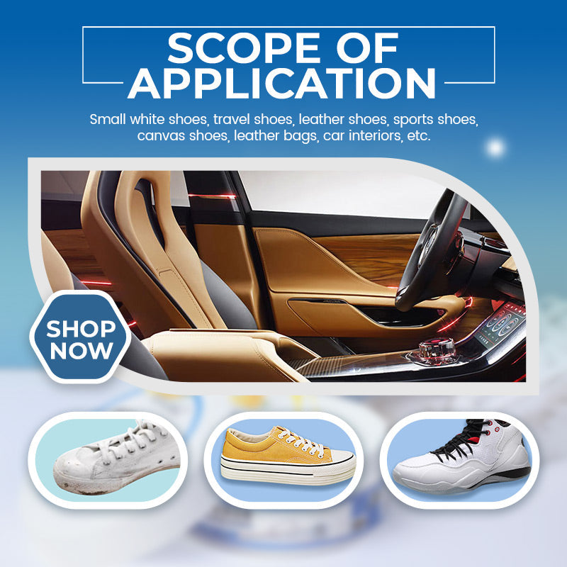 Suitable uses for white shoe cleaning cream, including shoes, bags, and car interiors
