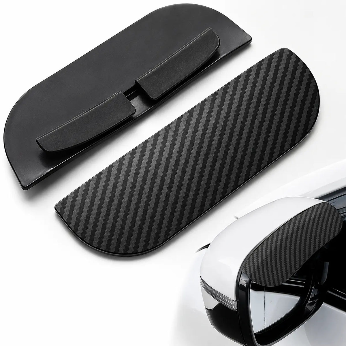 2PCS Car Side Mirror Rain Guards - Carbon Look ABS Visor Covers with Adhesive Tape 🚗