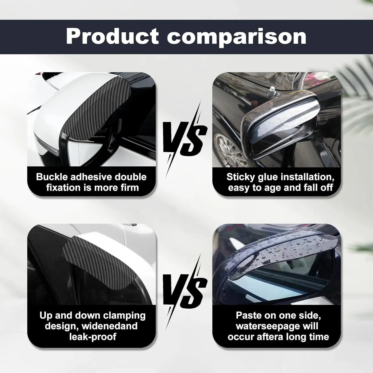 2PCS Car Side Mirror Rain Guards - Carbon Look ABS Visor Covers with Adhesive Tape 🚗