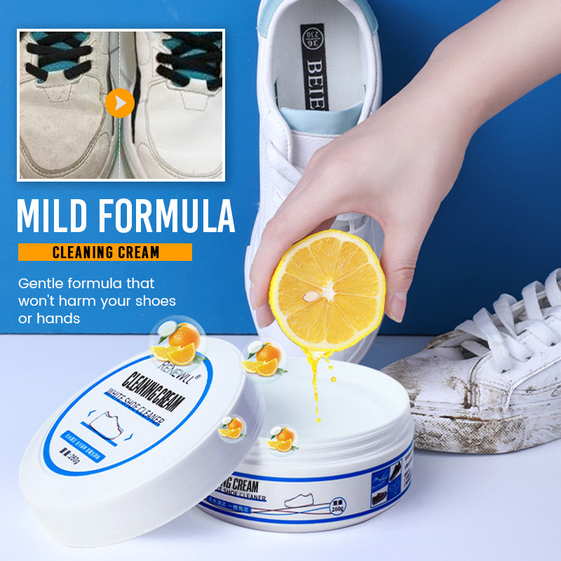 Gentle white shoe cleaning cream product display