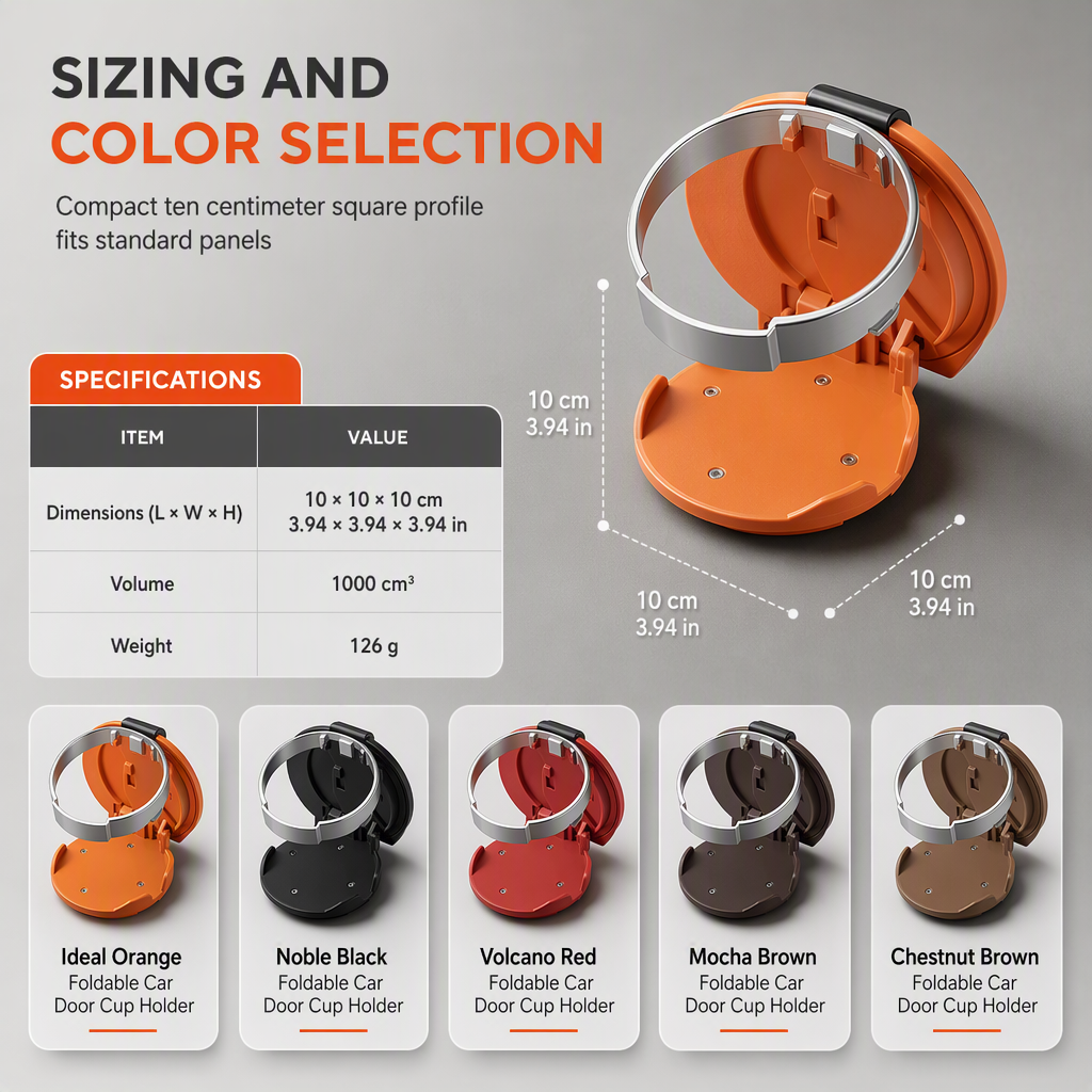 🚗 Foldable Car Door Cup Holder – Clip-On Interior Organizer ✨
