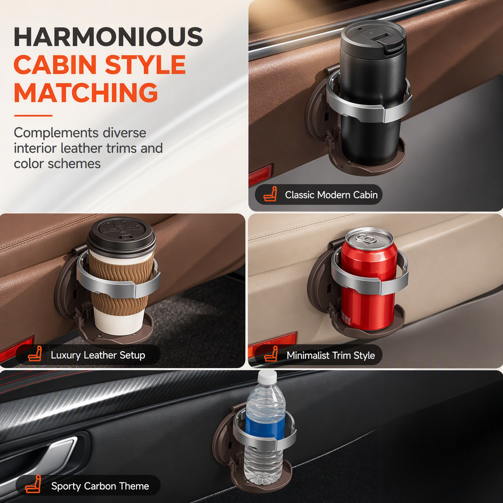 🚗 Foldable Car Door Cup Holder – Clip-On Interior Organizer ✨